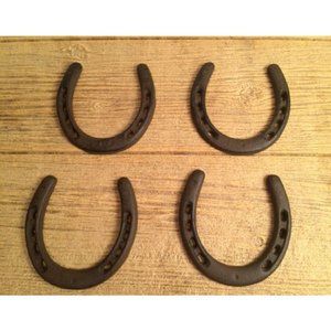 FOUR Large 5" long Horse Shoes Cast Iron 05208